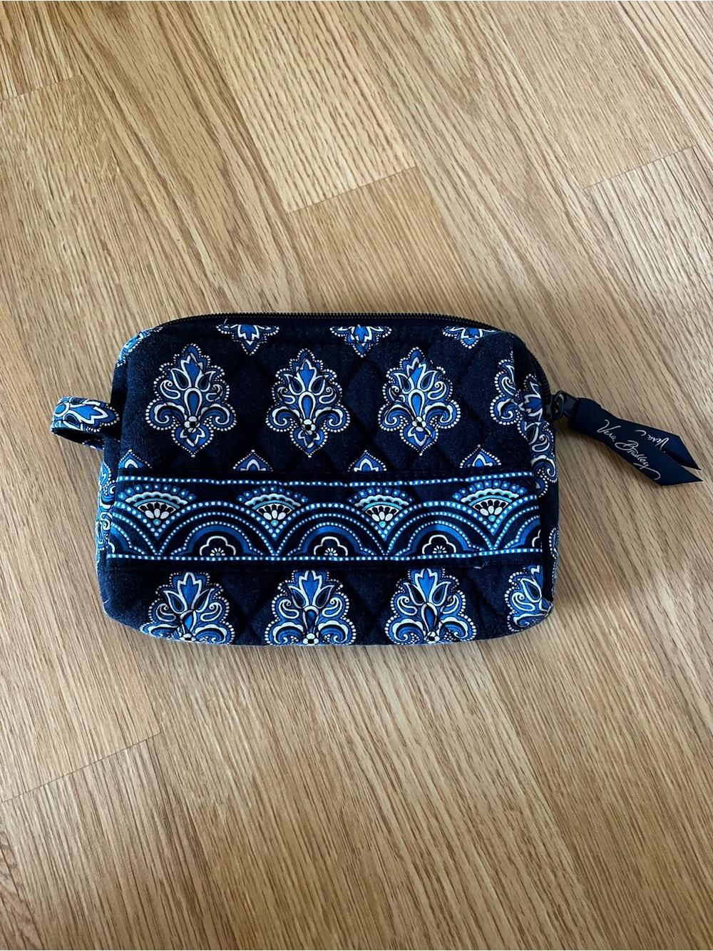 Vera Bradley Navy & Light Blue Quilted Cosmetic Pouch